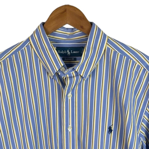 BF1072 Mens Polo Ralph Lauren Designer Classic Fit Striped Button Down Shirt L - Picture 3 of 4
